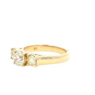 Aamiaa - Anel de três pedras com diamante natural de 1,66 quilates - Tamanho 6,5