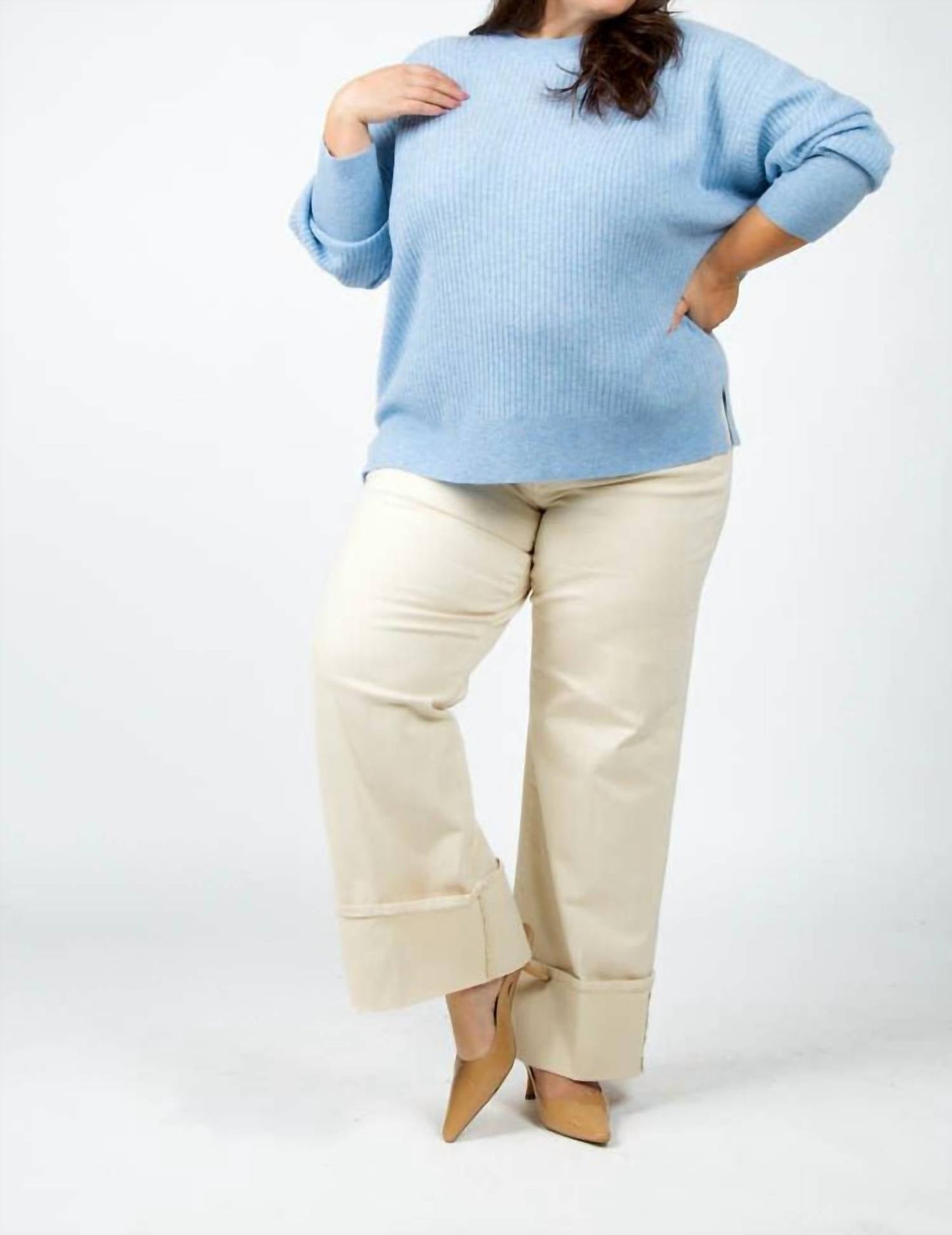 Estheme - Dolman Cashmere Long Sleeve Sweater - Plus