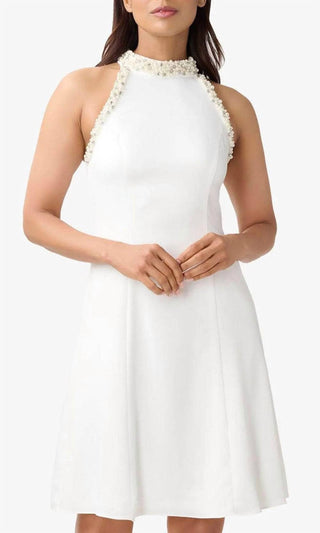 Adrianna Papell - Beaded Halter Neck A-line Dress