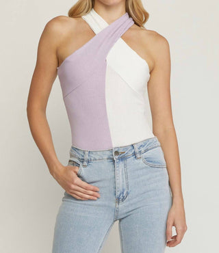 Entro - Colorblock Halter Neck Bodysuit