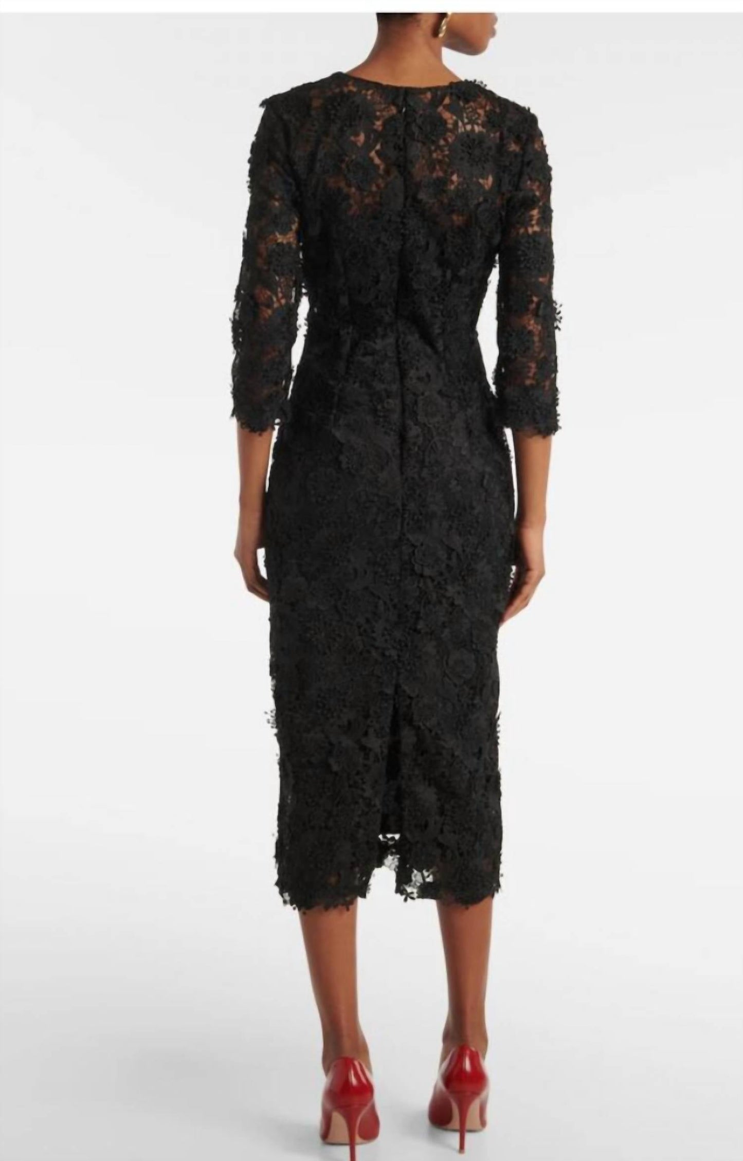 Carolina Herrera - Crewneck Lace Midi Dress