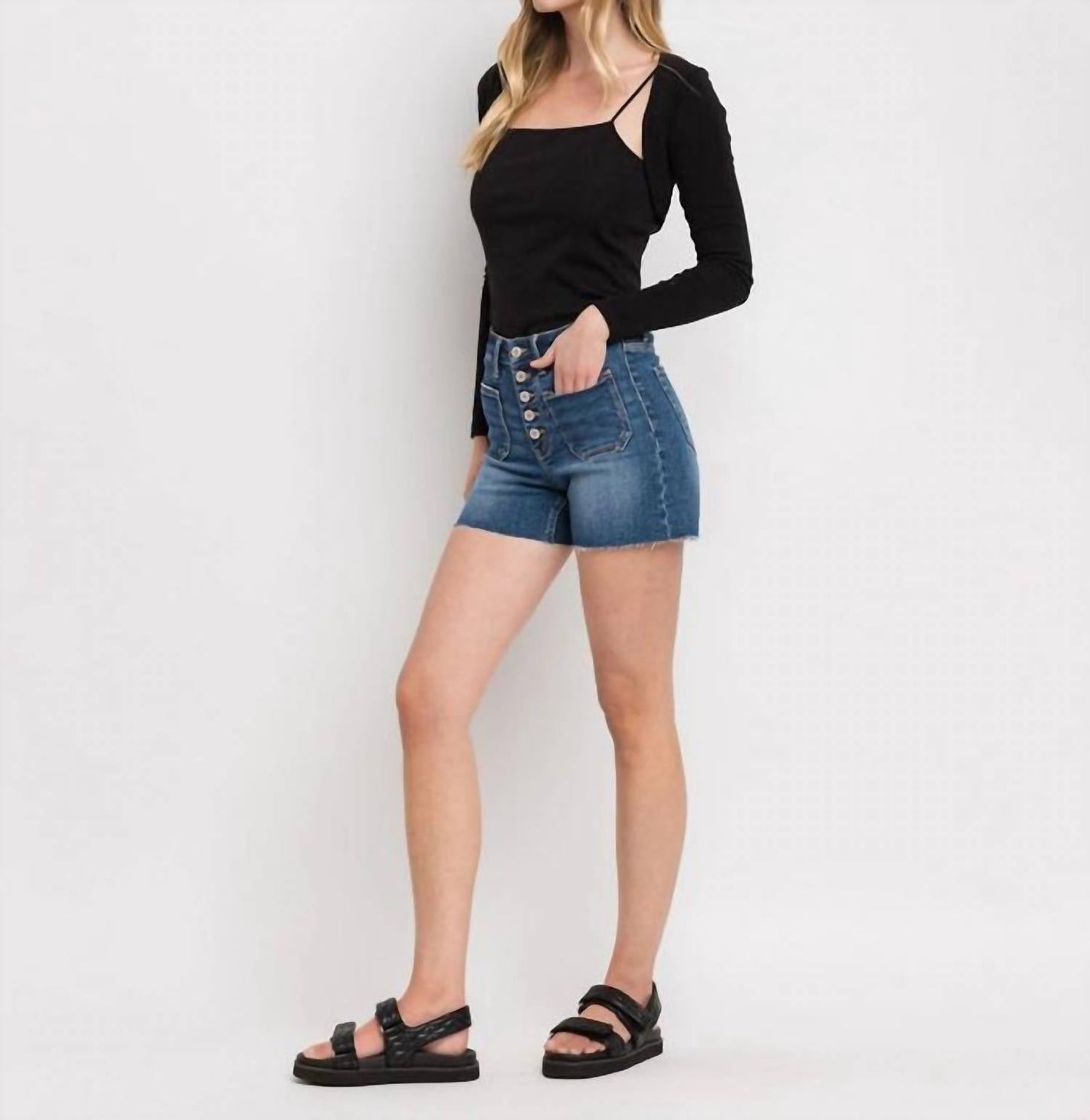 Lovervet - High Rise Button Up Shorts