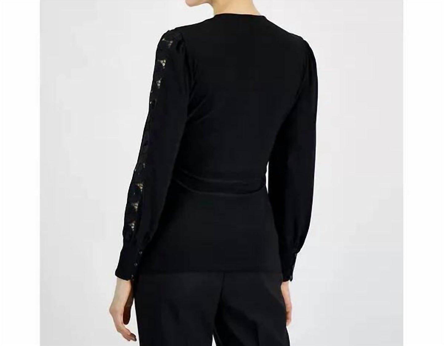 Anne Klein - Faux-wrap Blouson-sleeve Top