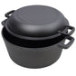 2 In 1 Pre-Seasoned Cast Iron Dutch Oven With Dual Handles, 5 Quart - Black