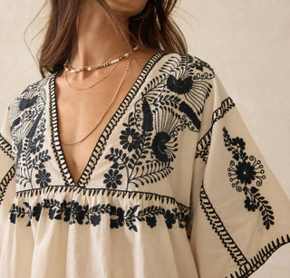 Faherty - Embroidered Short Sleeve Mini Dress