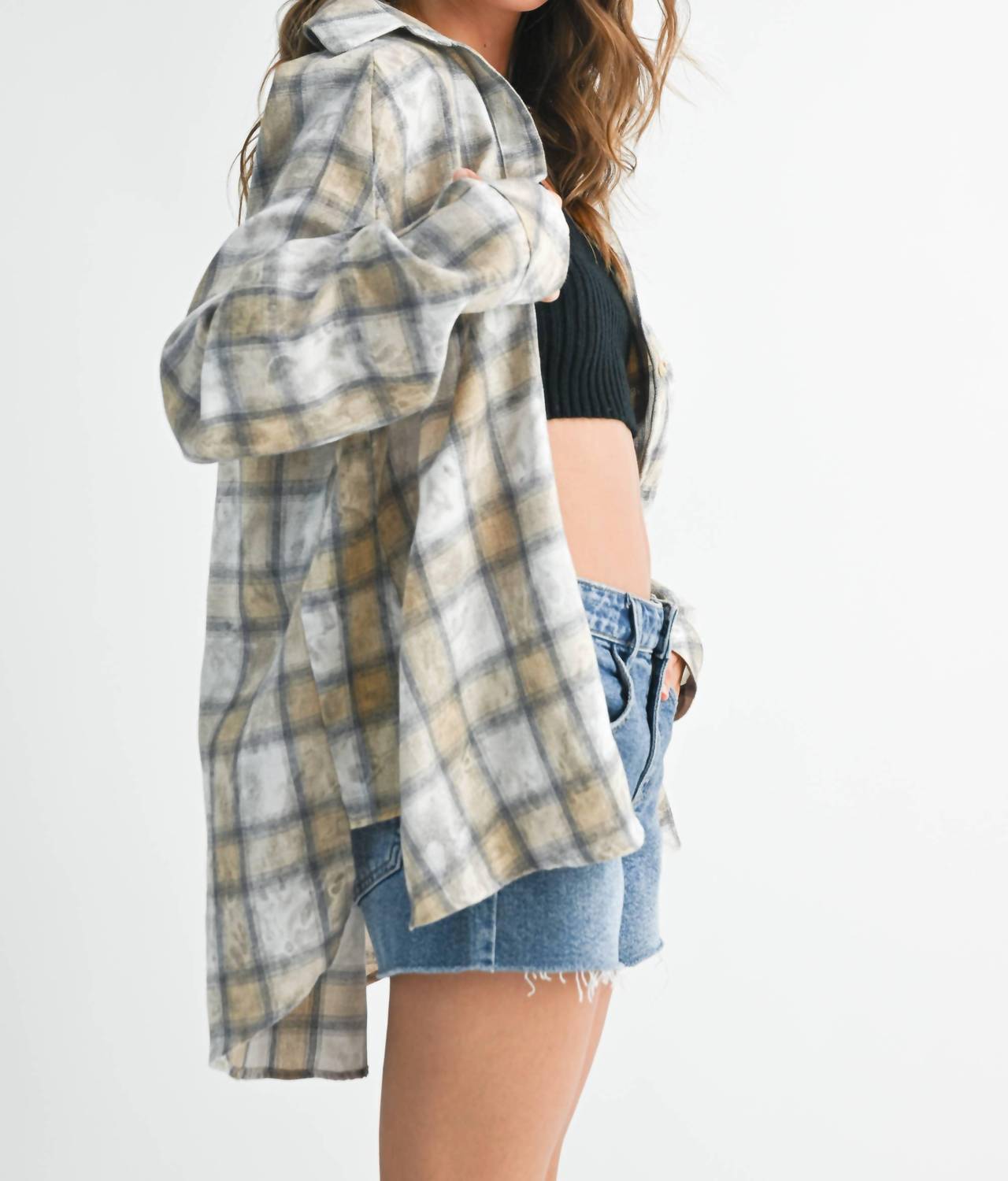 Aemi + Co - Laura Plaid Washed Flannel Button Up Shirt