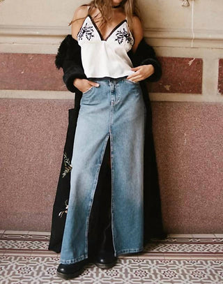 Free People - Come As You Are Denim Maxi Skirt