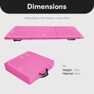 Tapete de ginástica dobrável BalanceFrom Fitness GoGym de 2 polegadas de espessura, triplo, rosa