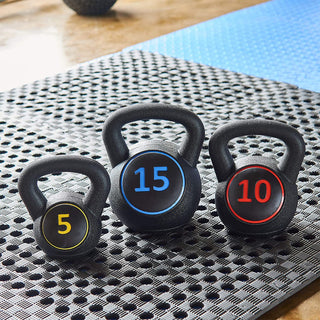 Pesos de exercícios de fitness com kettlebell de pegada ampla BalanceFrom, 5, 10 e 15 libras