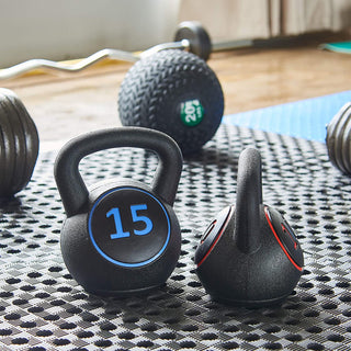 Pesos de exercícios de fitness com kettlebell de pegada ampla BalanceFrom, 5, 10 e 15 libras