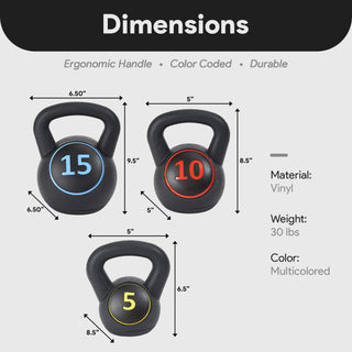 Pesos de exercícios de fitness com kettlebell de pegada ampla BalanceFrom, 5, 10 e 15 libras