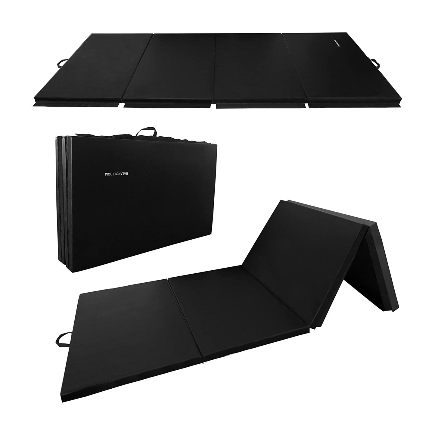 Tapete de ginástica dobrável multiuso BalanceFrom Fitness 120 x 48", preto