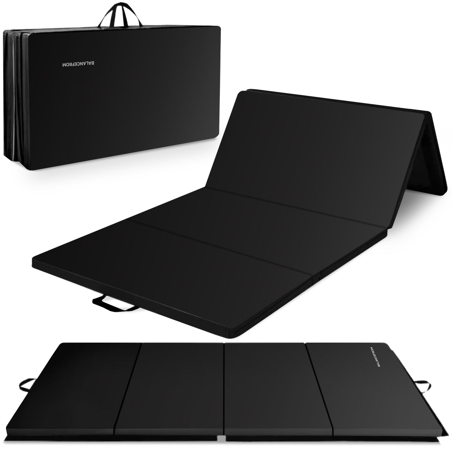 Tapete de ginástica dobrável multiuso BalanceFrom Fitness 120 x 48", preto