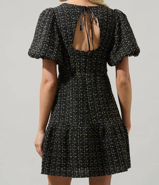 Sugarlips - Vestido curto de tweed com mangas bufantes