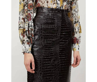 Topshop - Saia lápis de couro sintético com vinil e relevo de crocodilo