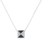 14K White Gold 1/4 Cttw Treated Blue Diamond Matte Finished Pyramid Pendant Necklace (Blue Color, SI1-SI2 Clarity) - 18" Inches