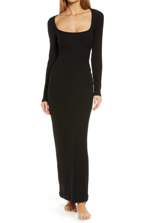 Vestido de manga comprida SKIMS Soft Lounge em ônix na Nordstrom tamanho grande