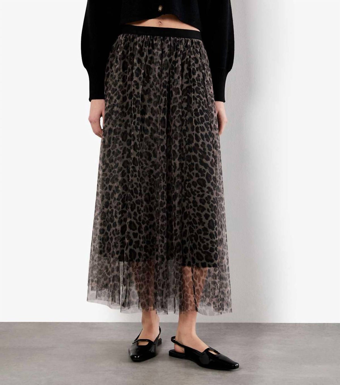 Apricot - Leopard Tulle Skirt