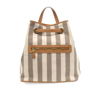 Joy Susan - Mochila feminina de lona listrada com toldo