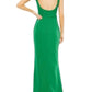 Ieena For Mac Duggal - Ruffle Cap Sleeve Open Back Column Gown Dress