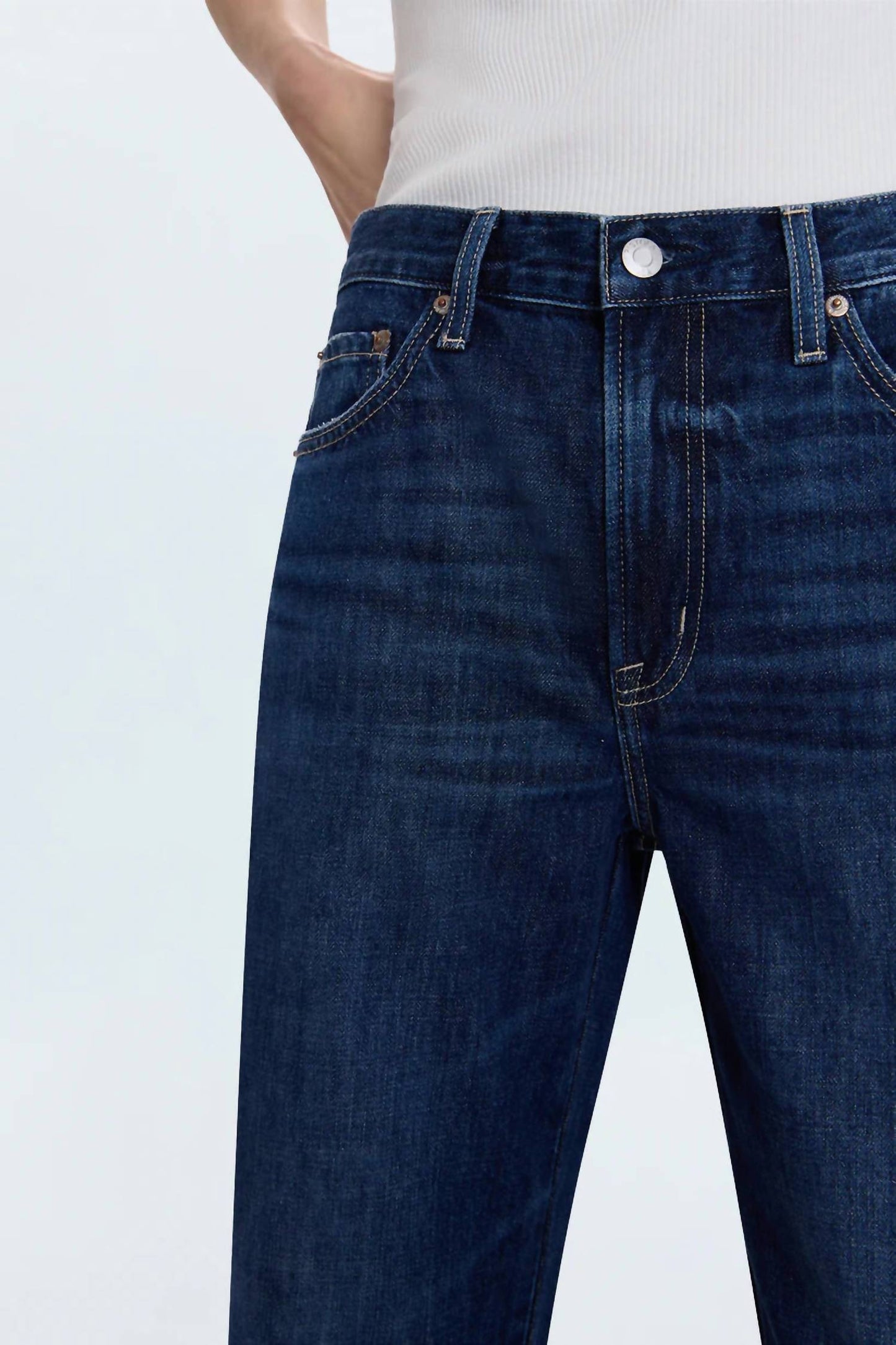 Pistola - Kacey Mid Rise Cuffed Straight Jeans
