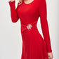 Joseph Ribkoff - Long Sleeve Asymmetric Midi Fit And Flare Dress