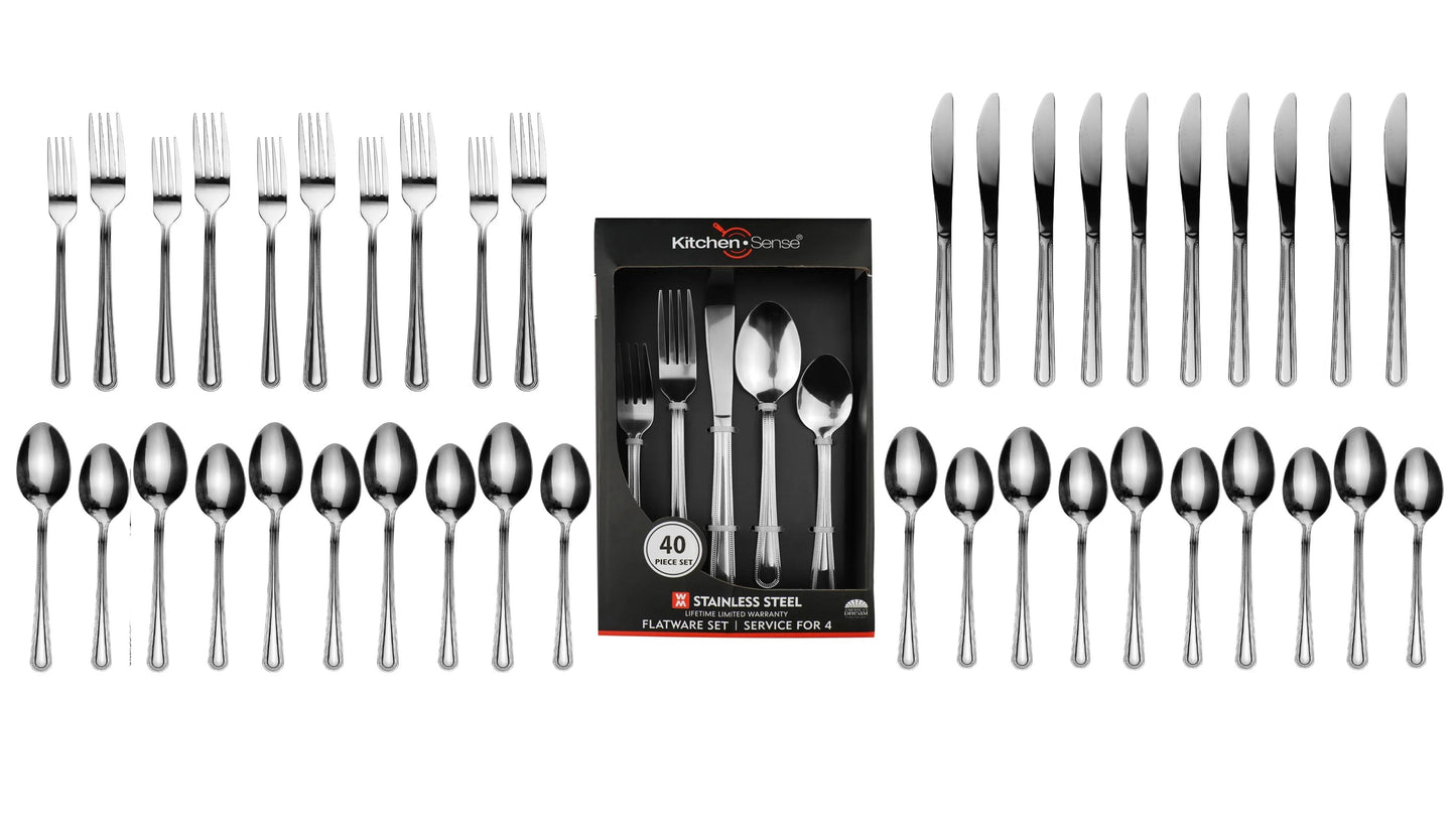 Conjunto de talheres de aço inoxidável com 40 peças para 8 pessoas 