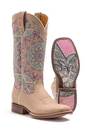 Tin Haul - Botas femininas Inner Peace com sola de mandala