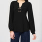 Joseph Ribkoff - V-neck Puff Sleeve Flared Top