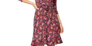 Vestido feminino Leota Perfect Wrap com babados e bainha vermelha