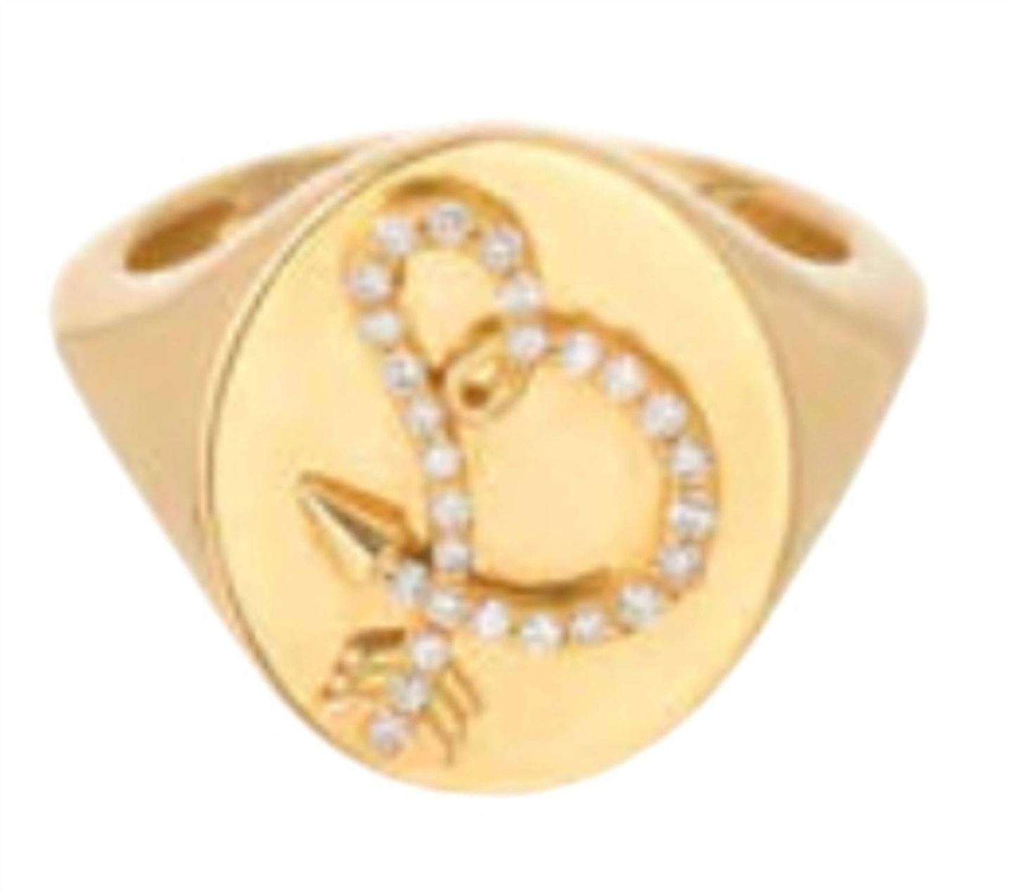 Adina Reyter - Women's Diamond Arrow Initial Signet Ring - B