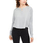 Self Esteem Juniors  Plush Waffle Henley Top Gray Size Large