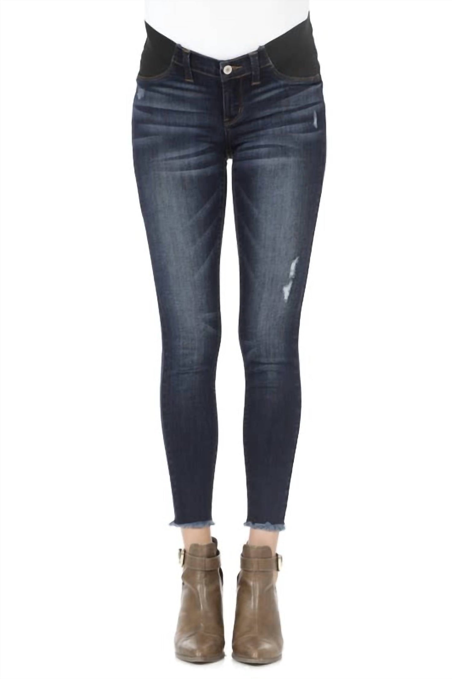 Kancan - Maternity Distressed Frayed Ankle Jeans