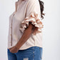 The Curve La - Plus Size Pleated Ruffle Sleeve Shirt Top