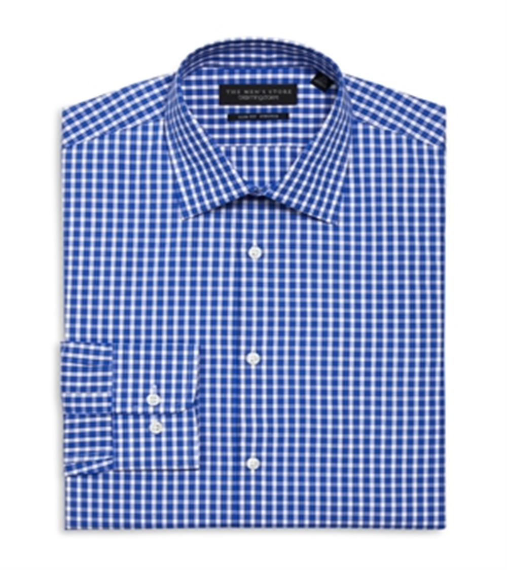 Camisa social slim fit xadrez azul da The Men's Store at Bloomingdale's, 15x34-35"