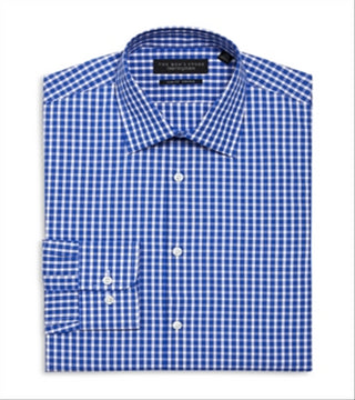 Camisa social slim fit xadrez azul da The Men's Store at Bloomingdale's, 15x34-35"
