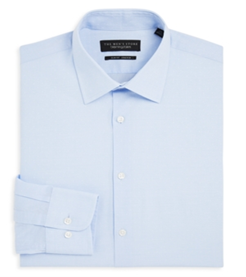 Camisa social masculina slim fit azul Dobby elástica tamanho 17x34-35" da Bloomingdale's