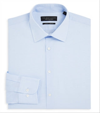 The Men's Store at Bloomingdale's Slim Fit Blue Dobby Stretch Dress Shirt Size 17x34-35"