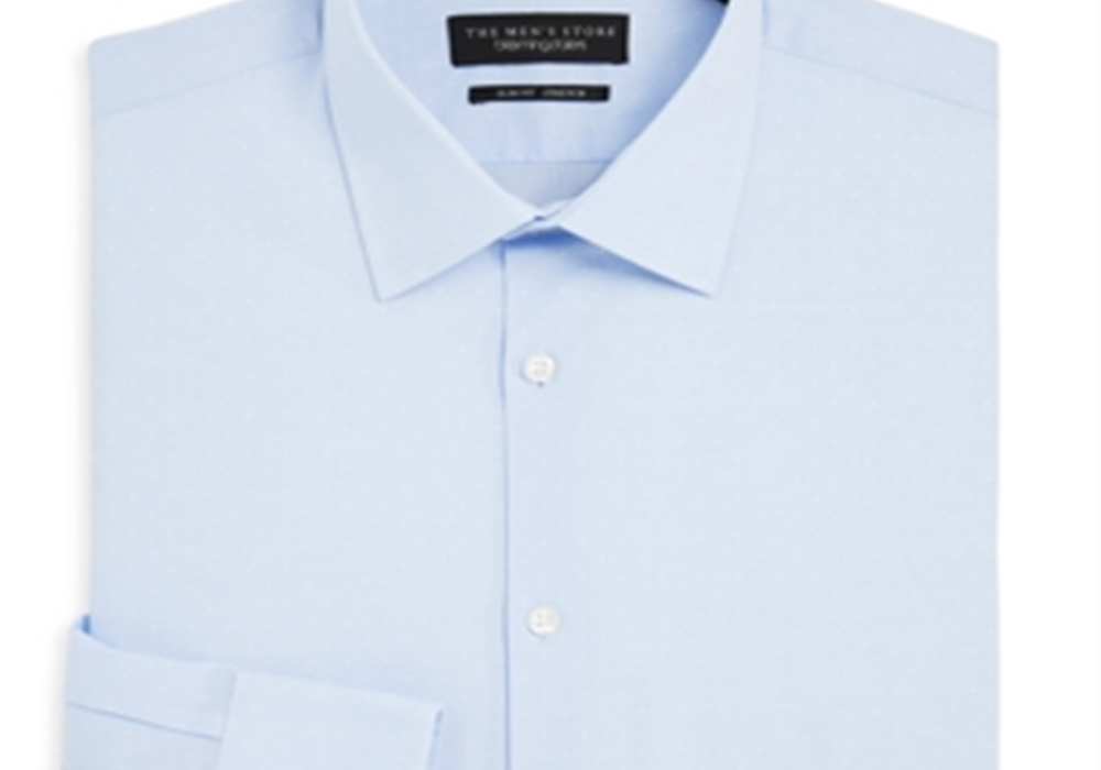 Camisa social masculina slim fit azul Dobby elástica tamanho 17x34-35" da Bloomingdale's