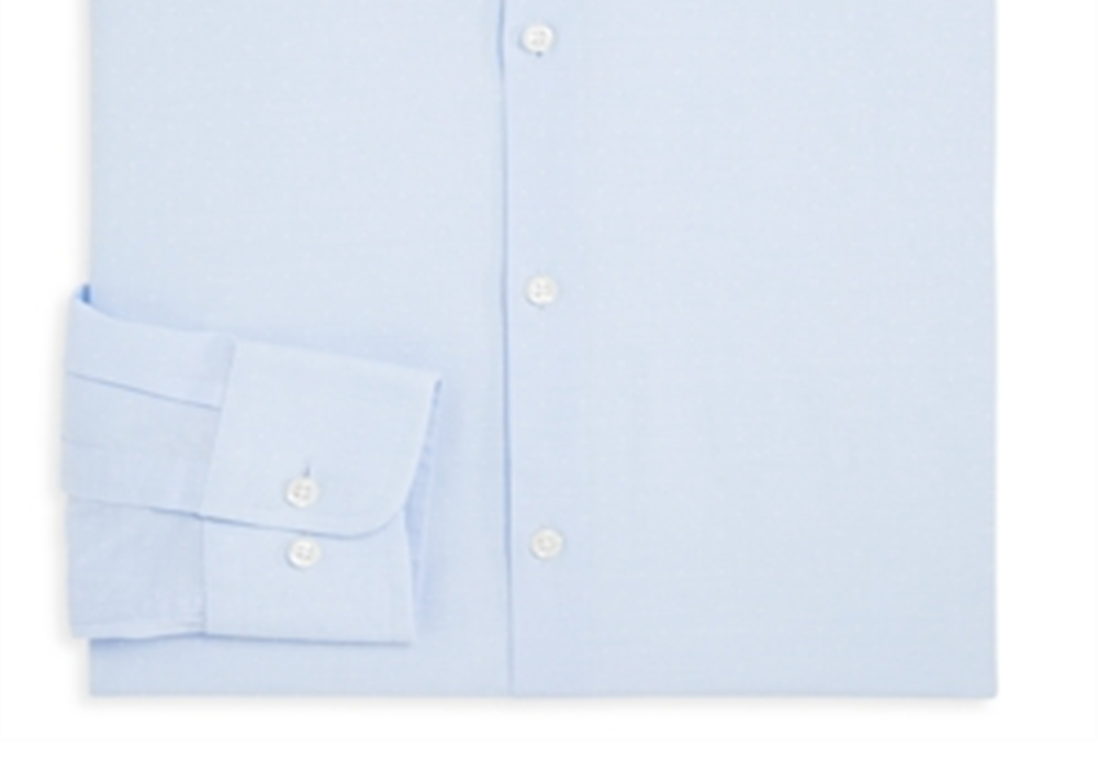 Camisa social masculina slim fit azul Dobby elástica tamanho 17x34-35" da Bloomingdale's