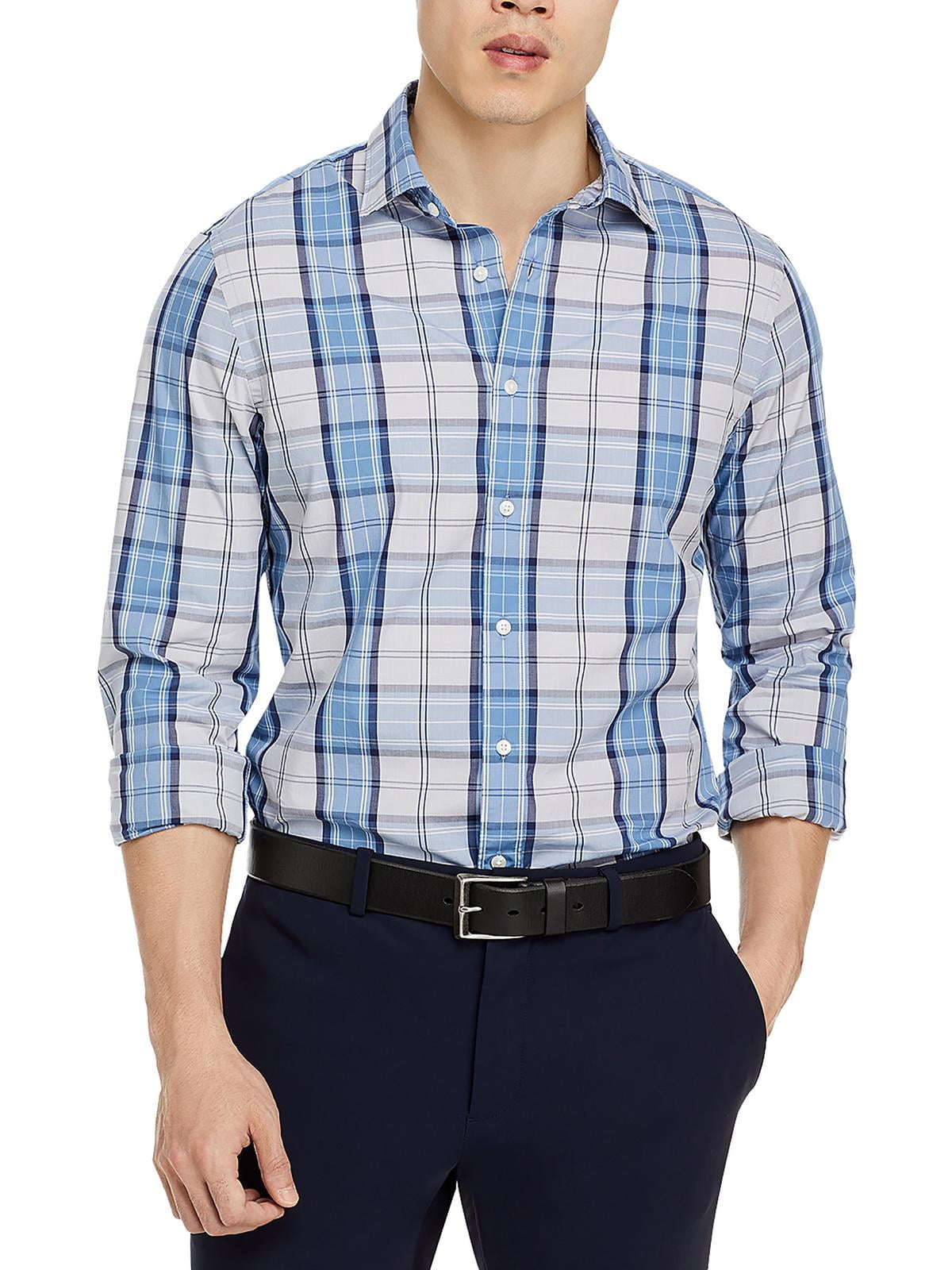 Camisa Masculina Slim Fit Manga Longa Botões Frontais Azul Marinho Tamanho M da Bloomingdale's