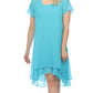 Joseph Ribkoff - Asymmetric Chiffon Layered Short Sleeve Trapeze Dress