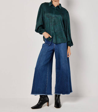 Apricot - Animal Print Self Stripe Satin Shirt