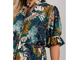 The Curve La - Fit N Flaire Self Tie Ruffle Neck Dress - Plus