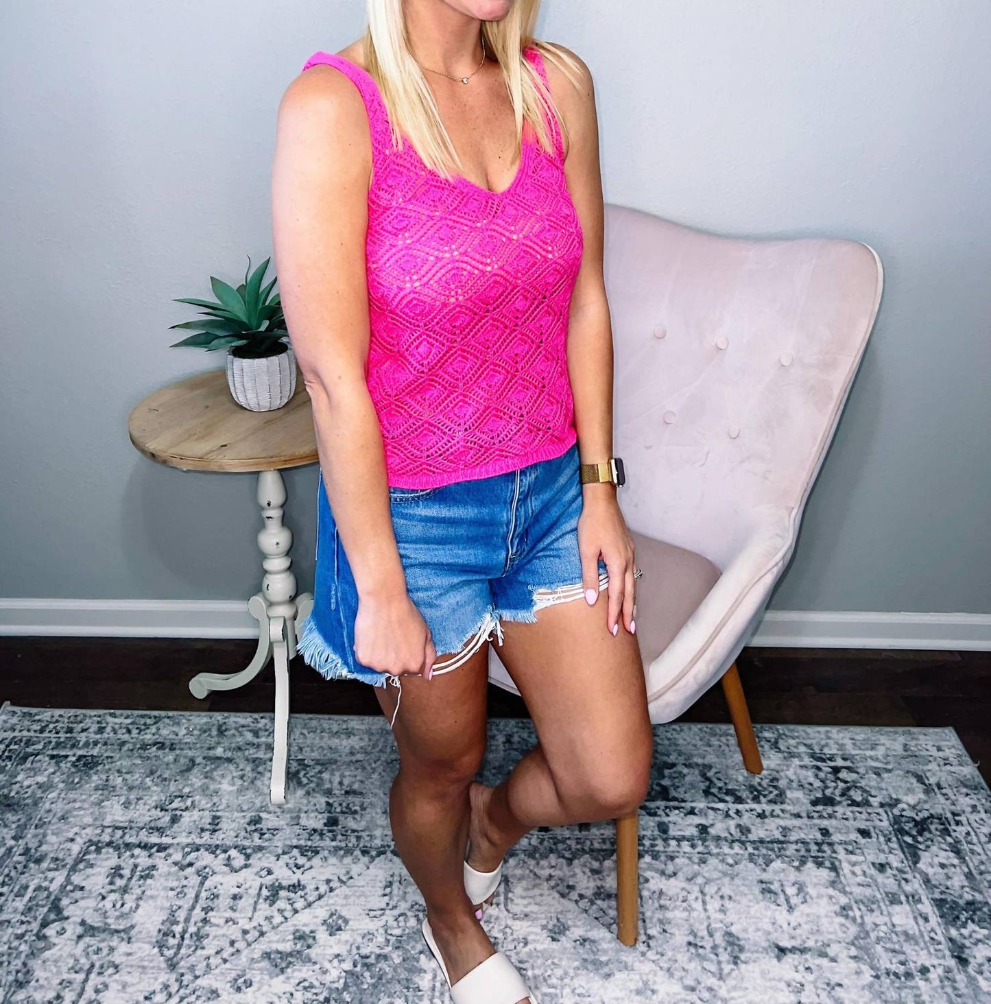 Blu Pepper - Melody Eyelet Knit Tank Top