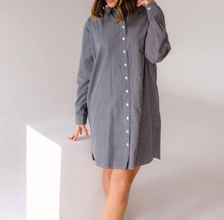 Idem Ditto - Jackie Oversized Striped Shirt Dress