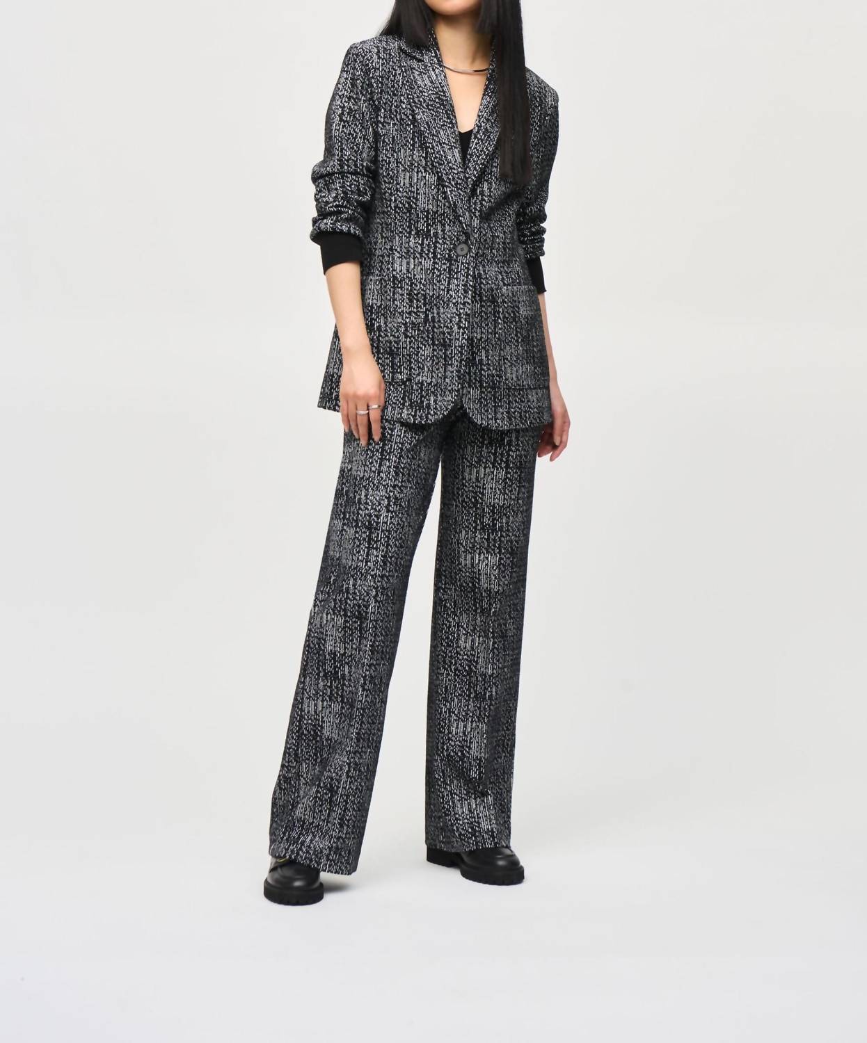 Joseph Ribkoff - Chain Belt Tweed Wide Leg Pant
