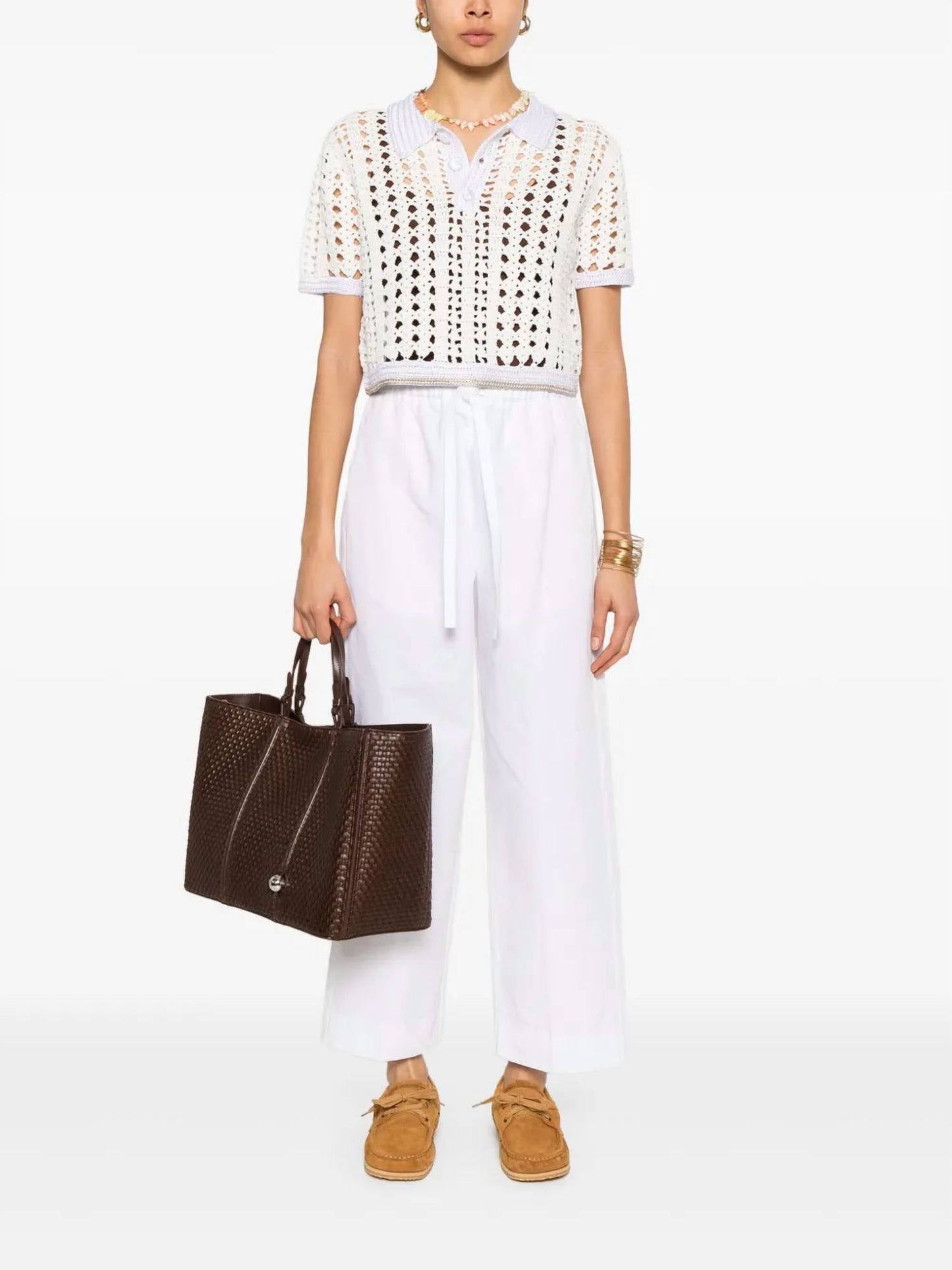 Forte Forte - Cable Lux Crochet Cropped Polo