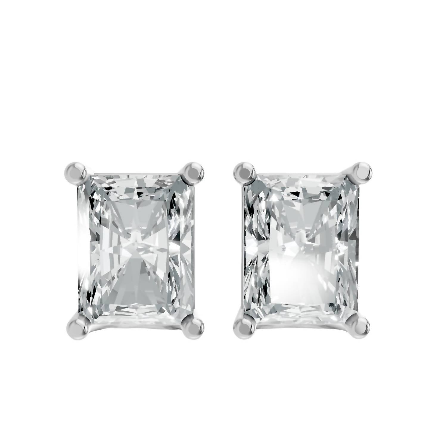 Aamiaa - Women's Radiant Shape 4 Prong Push Back Studs