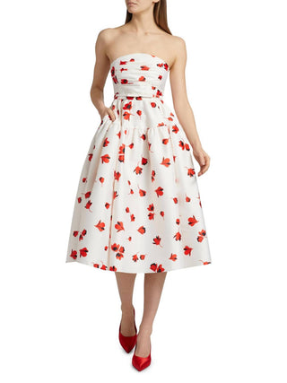 Self-Portrait - Floral Print Taffeta Midi Dress